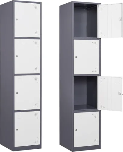 Letaya Taquillas de metal para empleados, gabinete de almacenamiento de acero de 71 pulgadas con 4 puertas con cerradura para personal de oficina,