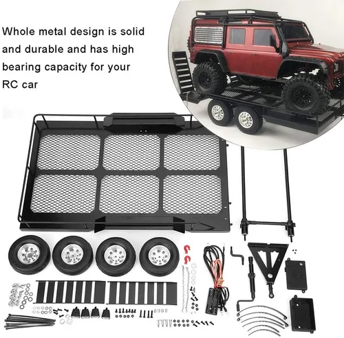 Miniatura 6 de Modelo de coche de sendero, sólido y RC remolque diseño de metal entero para Scx10 90046 90047 CC01 D90 D110 1/10 RC Car