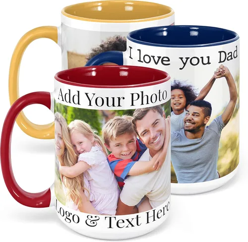 Miniatura 9 de Tazas de café con foto personalizada, 15 oz. con imagen, texto, nombre en tazas de café, regalos personalizados, taza personalizada de cerámica