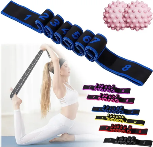 Miniatura 12 de Fitness Resistance Bands with Handles, Fitness Resistance Band for Stretching and Yoga, 8 Loops Elastic Exercise Bands, Exercise Resistance Bands