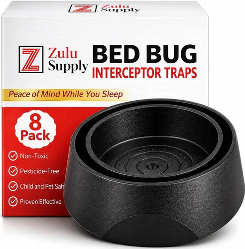 Miniatura 7 de Trampas interceptoras para insectos de cama, paquete de 4 unidades XL blancas para monitor pasivo y trampa de detección, ajuste universal para patas