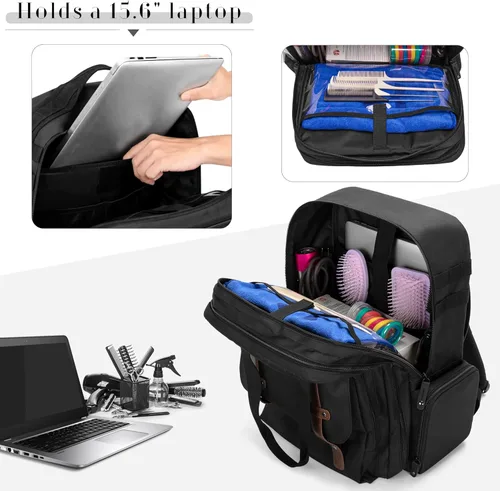 Miniatura 3 de BAFASO Estuche de Barbero de Gran Capacidad, Bolsa de Peluquería de Viaje que Contiene Varias Herramientas de Corte de Cabello (Solo Bolsa), Negro