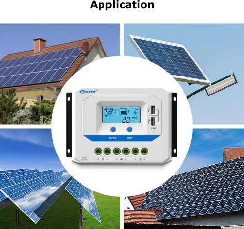 Miniatura 6 de EPEVER Controlador de carga solar de 10 A, regulador de carga de panel solar PWM de trabajo automático de 12 V/24 V, con pantalla LCD y potente