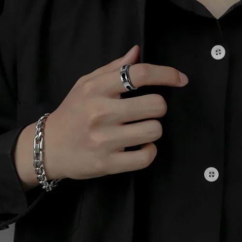 Miniatura 2 de Anillo giratorio de calavera punk para aliviar la ansiedad, anillos para hombres y mujeres, anillo de boda, nudillos, dedo medio, acero inoxidable