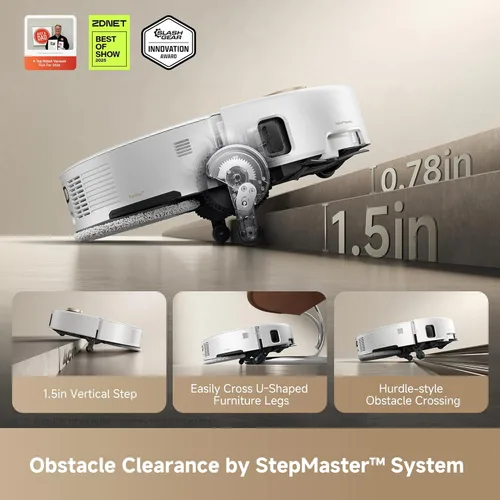 Miniatura 2 de Mova V50 Ultra - Robot aspirador y trapeador completo autolimpiante, succión de 24,000 Pa, navegación elevable con superación de obstáculos y Blanco