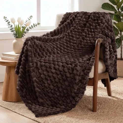 Miniatura 60 de Exclusivo Mezcla - Manta de vellón extragrande, 50 x 70 pulgadas, elegante, tela jacquard suave, mullida, acogedora y ligera, para invierno