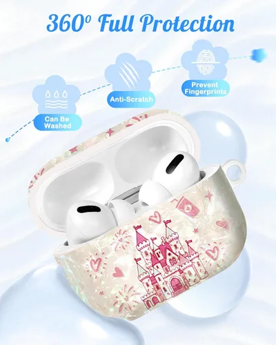 Miniatura 4 de Funda para AirPods Pro/Pro 2 con llavero de perlas, diseño de concha con purpurina para niñas, bonita y elegante funda Kawaii para Apple