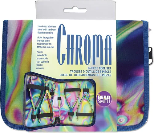 Miniatura 5 de The Beadsmith Juego de 6 piezas Chroma - Kit de herramientas para hacer joyas, acabado de titanio arcoíris, incluye 4 alicates con pinzas y tijeras