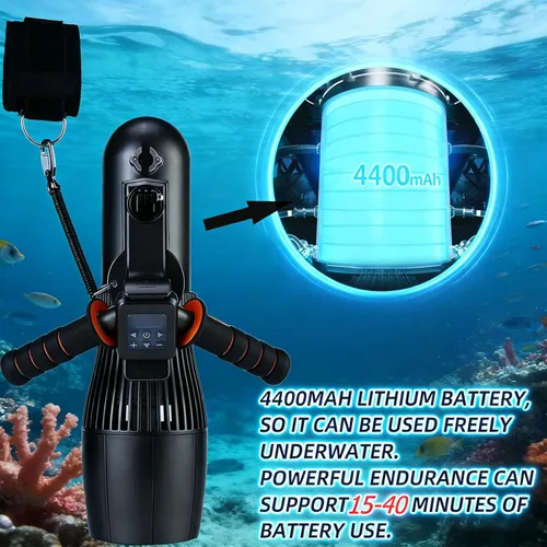 Miniatura 4 de Patinete eléctrico subacuático de 500 W, scooter de buceo libre de 131.2 ft, motor sin escobillas, batería extraíble, scooter de agua para piscina