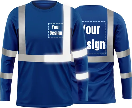Miniatura 43 de La alta visibilidad reflexiva de las camisetas de la seguridad del logotipo de encargo Hola Vis de Verde neón