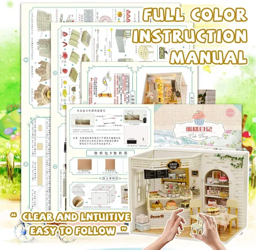 Miniatura 7 de Kisoy Romántica y linda casa de muñecas en miniatura, kit de casa de bricolaje, habitación creativa, regalo perfecto para amigos, amantes y Diario