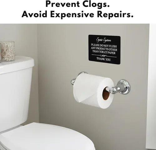 Miniatura 3 de Señal de inodoro con texto en inglés «Do Not Flush System» (acrílico negro de 5 x 3.5 pulgadas) – Letrero de «Do Not Flush Anything Except Toilet