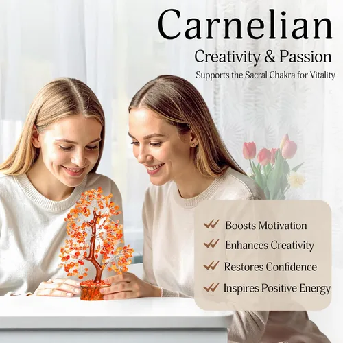 Miniatura 3 de YATSKIA - Árbol de la vida con cristal de cornalina - Árbol de bonsái - Decoración de Feng Shui para el hogar - Piedras de cristal - Decoración