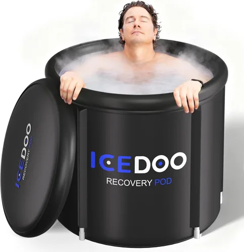 Bañera de hielo XL mejorada para atletas, bañera de inmersión caliente y fría de 119 galones con cubierta para recuperación, terapia de agua fría,