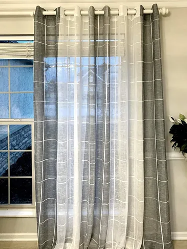 Miniatura 19 de Ikiriska Cortina de lino transparente extra larga (1 panel) hecha a medida de 12 13 14 15 16 17 18 20 24 pies 2 pisos gris, beige, blanco, crema