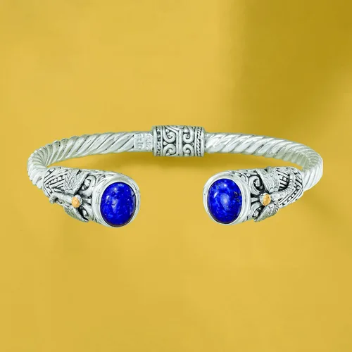 Miniatura 4 de Ross-Simons Lapis Bali-Style Dragonfly Cuff Bracelet in Sterling Silver and 18kt Yellow Gold