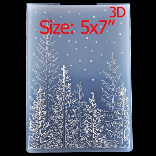 Miniatura 2 de KWELLAM 3D Feliz Navidad nevadas árbol bosque fondo plástico en relieve Carpetas para hacer tarjetas, álbumes de recortes y otras manualidades