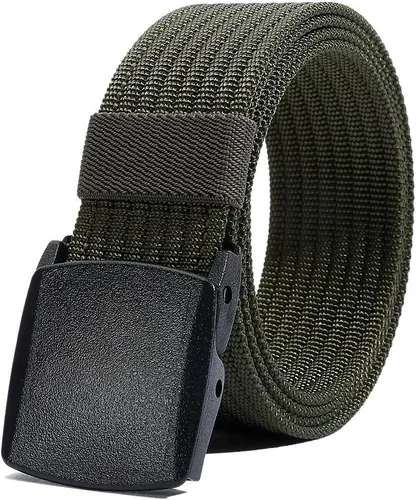 LionVII Cinturones de trabajo de nailon para hombre, cinturón de lona transpirable con hebilla de plástico, fácil de recortar para adaptarse a