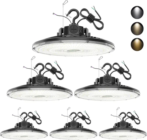 Miniatura 17 de Luz LED de alta bahía de 240W, AC100-277V 33,600LM 0-10V regulable (equivalente a 1200W HID/HPS) UL listado IP65 impermeable 5000K UFO LED luces