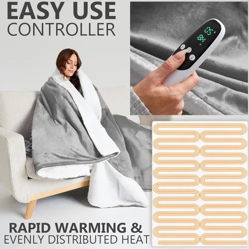 Miniatura 3 de Manta Eléctrica Térmica del Programa de TV Friends, Lujosa Manta de Forro Polar Suave, Calentamiento Rápido con 9 Configuraciones de Calor y Apagado