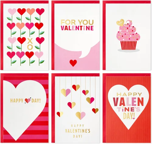 Hallmark Surtido de tarjetas del día de San Valentín, rosa y rojo (36 tarjetas y sobres)