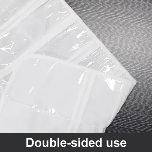 Miniatura 3 de Organizador de joyas colgante de doble cara con 72 bolsillos transparentes suaves para guardar joyas