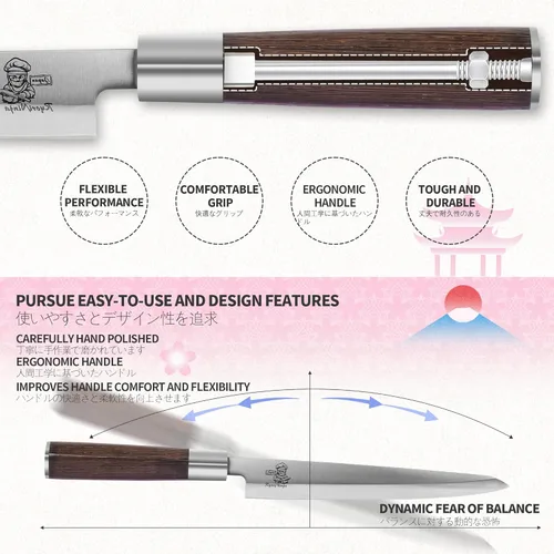 Miniatura 5 de Dexter Sashimi - Cuchillo japonés de acero para sushi de 8.2 pulgadas, cuchillo profesional de cocina Yanagiba de acero inoxidable para cocinar