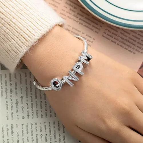 Miniatura 54 de PARCOM Dijes de letras compatibles con pulseras Pandora de plata esterlina S925 con iniciales para pulseras del alfabeto A-Z, cuentas de letras