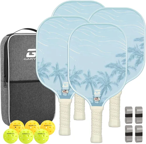 Miniatura 8 de GARYE Juego de 2 palas de pickleball aprobadas por USAPA, juego de pickleball de fibra de carbono, raquetas ligeras de pickleball, paquete de 2