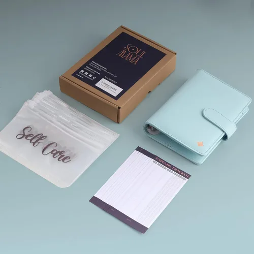 Miniatura 7 de SOUL MAMA Carpeta de Presupuesto con Sobres con Cremallera - Organizador de Dinero Azul para Efectivo, Carpeta A6 con Sobres de Efectivo
