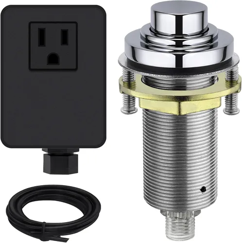 Miniatura 10 de Kit de interruptor de aire SinkTop (botón largo de latón completo) para eliminación de basura, bronce aceitado inalámbrico Un bronce aceitado