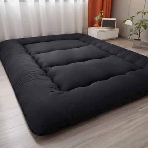 Miniatura 3 de Colchón japonés de suelo futón, tapete grueso de tatami, colchoneta plegable enrollable para niños y niñas, colchón para dormitorio de niños y Negro
