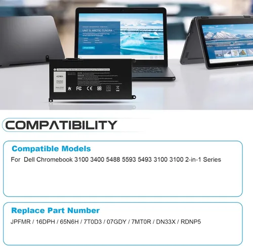 Miniatura 6 de Fancy Buying JPFMR DN33X RDNP5 65N6H - Batería de repuesto para laptop Dell Chromebook 3100 3400 2 en 1 5488 5493 5593 P90F Series Notebook 0JPFMR