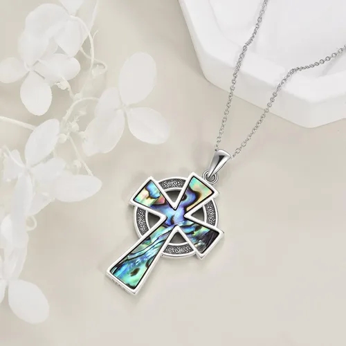Miniatura 36 de YFN Collar de cruz de plata de ley 925 con nudo celta cruz infinito corazón amor colgante collar de 18 pulgadas