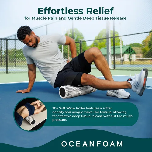 Miniatura 6 de Oceanfoam Soft Tidal Roller (mármol negro) - Rodillo de espuma de baja densidad para terapia física, dolor de espalda, ejercicio y estiramiento