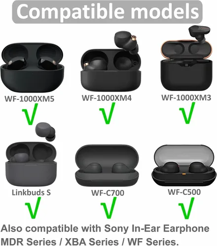 Miniatura 2 de 6 pares de almohadillas de repuesto para WF-1000XM5 / WF-1000XM4 / WF-C700N / WF-C500, auriculares de goma de silicona suave flexible compatible