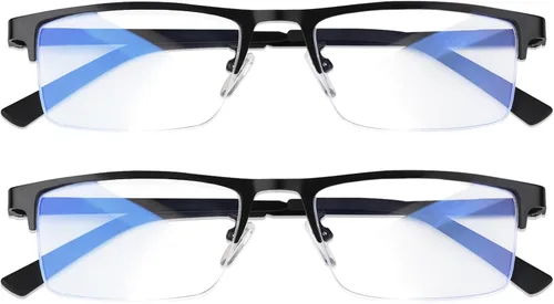 Lentes de bloqueo de luz azul, lentes ligeros de metal con marco medio para computadora, lectura, juegos, televisión, teléfonos, filtro