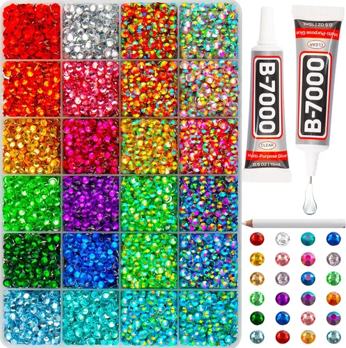 Miniatura 15 de Juego de 8000 diamantes de imitación de resina con parte trasera plana Jelly AB de 0.157 pulgadas y 24 colores para deslumbrar, no plateados