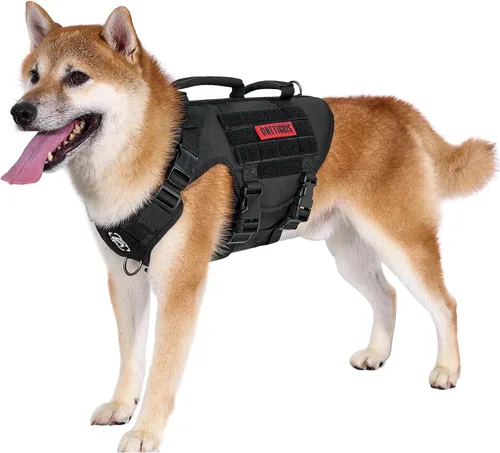 Miniatura 6 de OneTigris Arnés táctico grande para perros, arnés de perro ajustable sin tirones, arnés de perro resistente con asa, paneles grandes de gancho