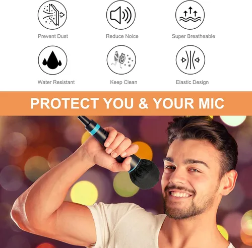 Miniatura 4 de 200 fundas desechables para micrófono, no tejidas con banda elástica de mano, funda protectora para parabrisas de micrófono para KTV, karaoke