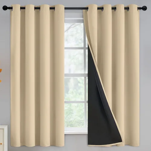 Miniatura 323 de Yakamok Cortinas negras, cortinas de ventana con aislamiento térmico y eficiencia energética para dormitorio, cortinas opacas completas y cortinas