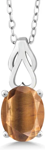 Miniatura 17 de Gem Stone King Collar de plata de ley 925 con piedra natal ovalada de 0.354 x 0.276 in Collar con colgante solitario para mujer Con cadena