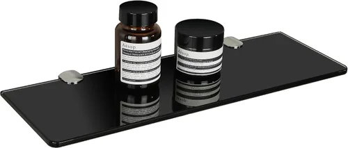 Miniatura 7 de SAYAYO Estantes flotantes de vidrio templado para baño, estante de vidrio templado cromado de 15 x 5 pulgadas para pared, 1 paquete, color negro