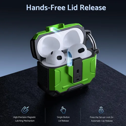 Miniatura 4 de DASFOND - Funda de armadura para AirPods de 2ª y 1ª generación, carcasa de cuerpo completo de grado militar a prueba de golpes, soporte de carga