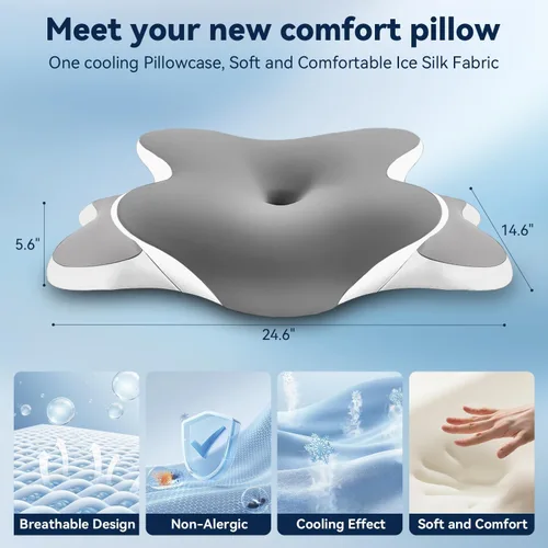 Miniatura 8 de Almohada para la apnea del sueño con dolor de cuello y alivio de ronquidos, almohada cervical ortopédica, almohada ergonómica de espuma