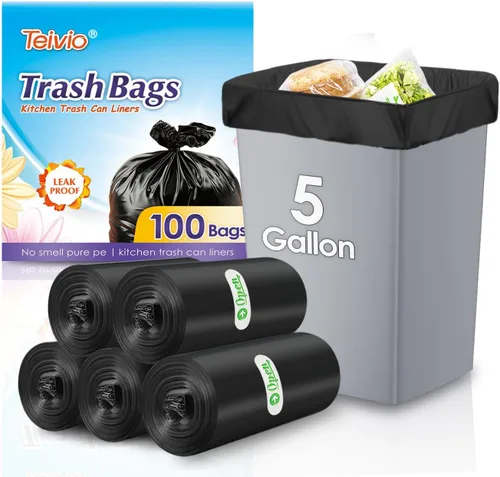 Miniatura 43 de Bolsas de basura fuertes de 1.2 galones, 220 unidades, bolsas de basura para baño, bolsas de plástico pequeñas para la oficina en casa, cocina, se