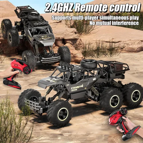 Miniatura 9 de Jiakora Coches RC de Gran Tamaño, Camión RC Rock Crawler con 2 Baterías Recargables, Camión Monstruo de Control Remoto, Cuerpo de Metal Duradero
