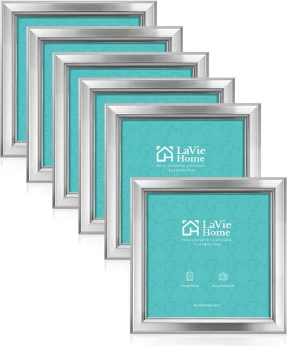 Miniatura 14 de LaVie Home - Marco de fotos (6 unidades), diseño simple con cristal de alta definición, para montaje en pared y en mesa, colección clásica, Dorado