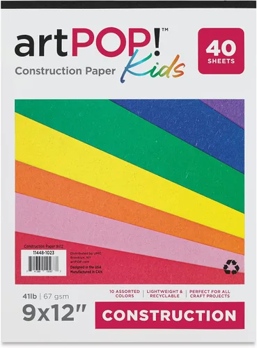 Miniatura 2 de artPOP! Papel de construcción para niños, almohadilla de 9 x 12 pulgadas, 40 hojas ligeras reciclables con 10 colores surtidos para manualidades