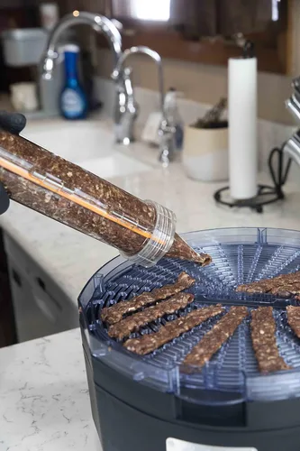 Miniatura 6 de CanCooker EZ Jerky Shooter - Pistola de cecina de acero inoxidable de alta calidad con 3 boquillas y capacidad de 1 libra, procesador de carne apta